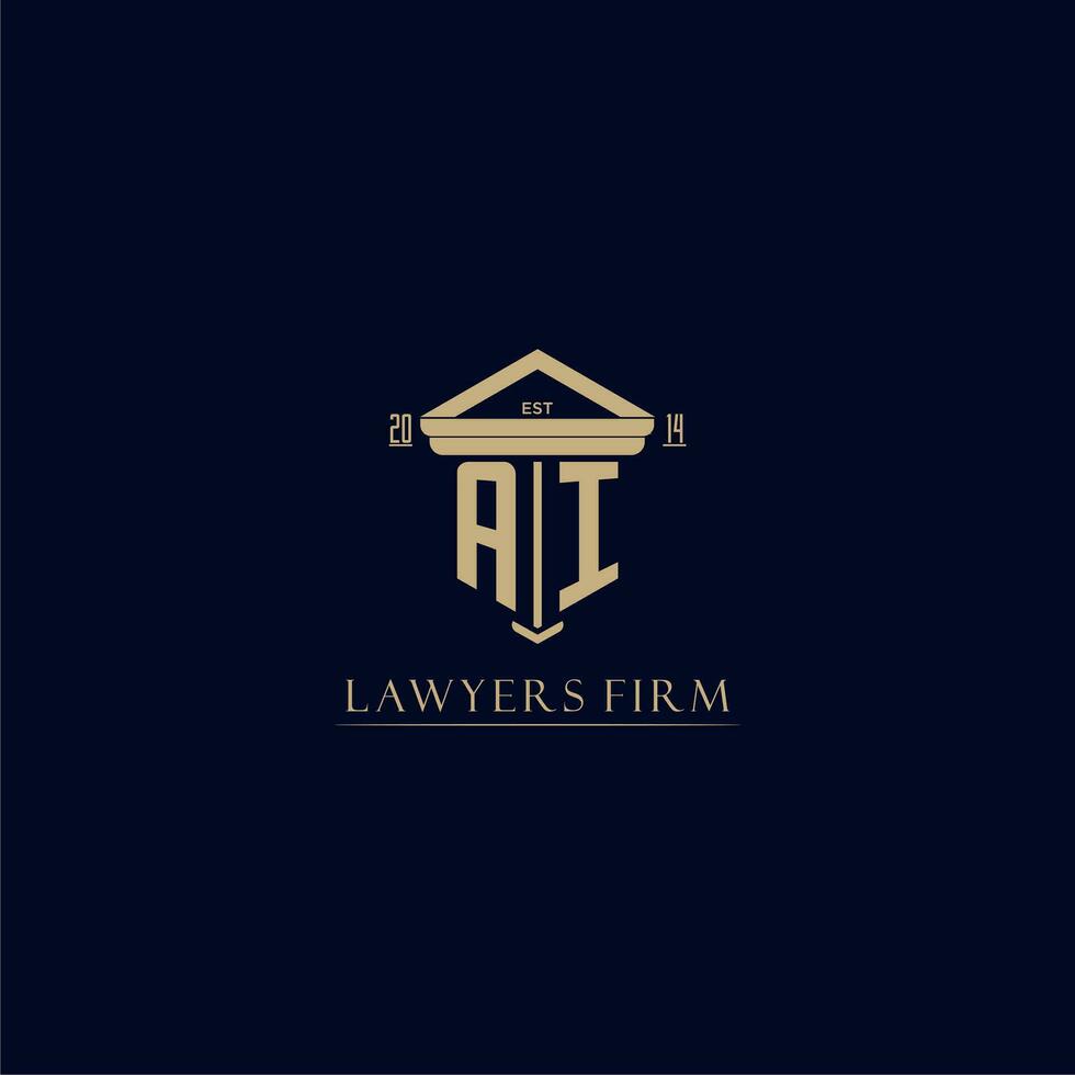 AI initial monogram lawfirm logo with pillar design vector