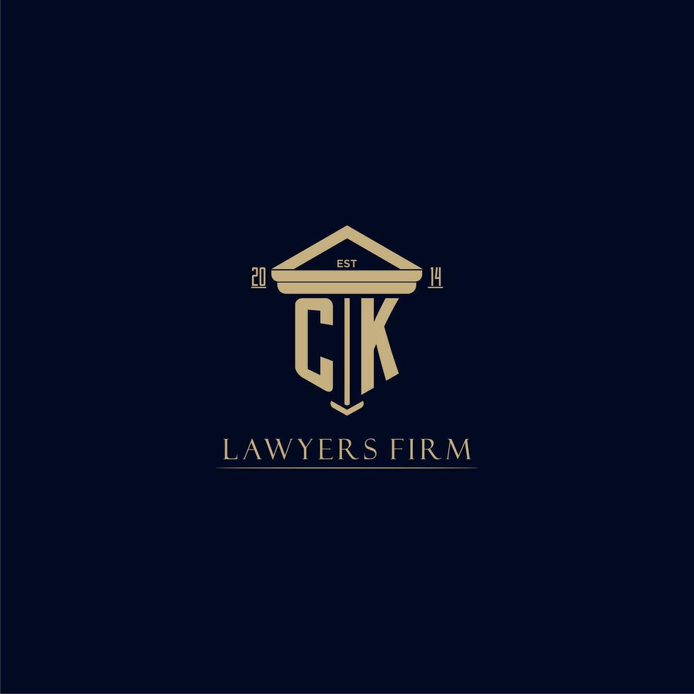 CK initial monogram lawfirm logo with pillar design vector