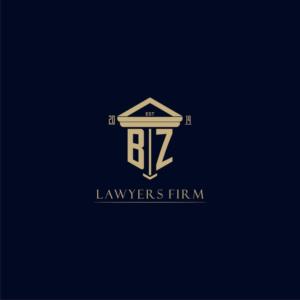 BZ initial monogram lawfirm logo with pillar design vector