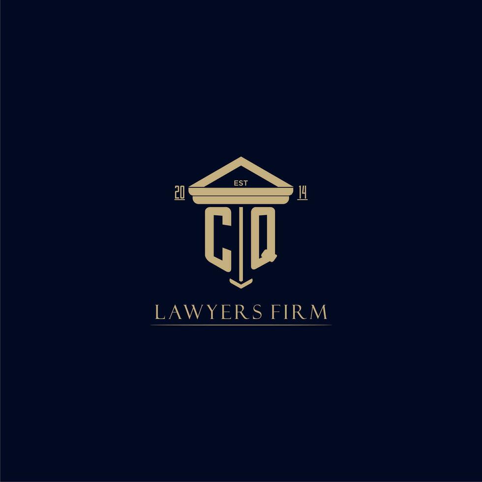 CQ initial monogram lawfirm logo with pillar design vector