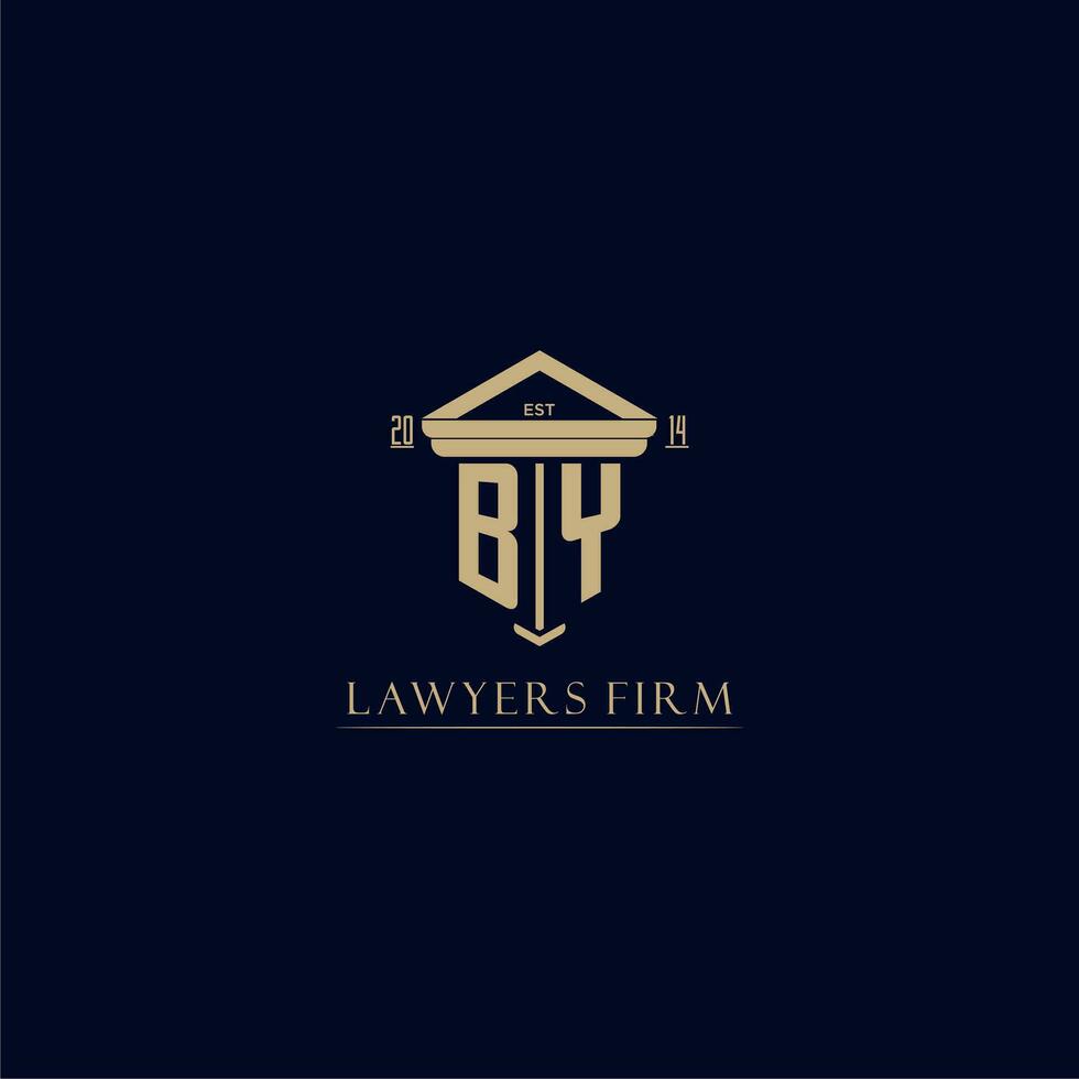 BY initial monogram lawfirm logo with pillar design vector