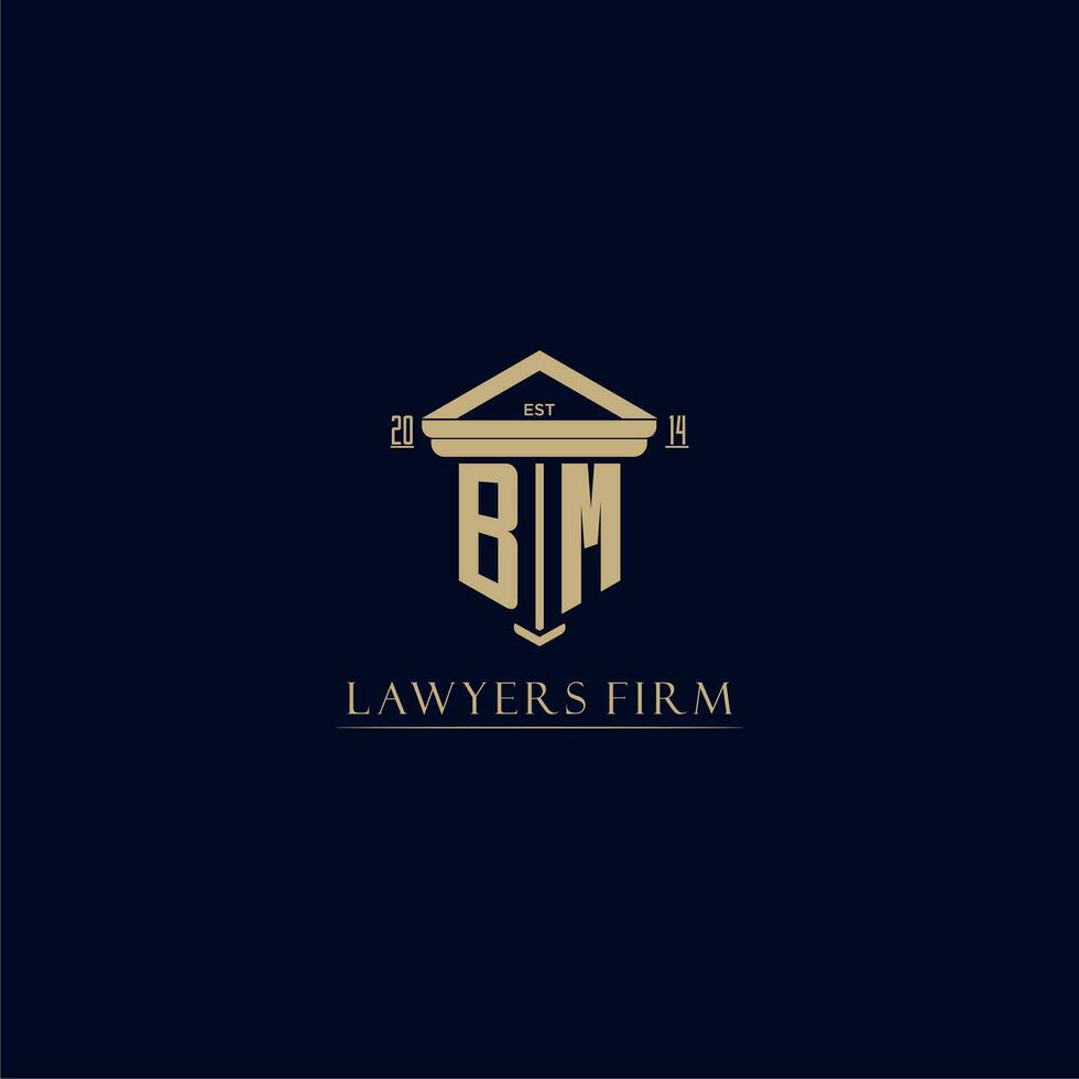 BM initial monogram lawfirm logo with pillar design vector
