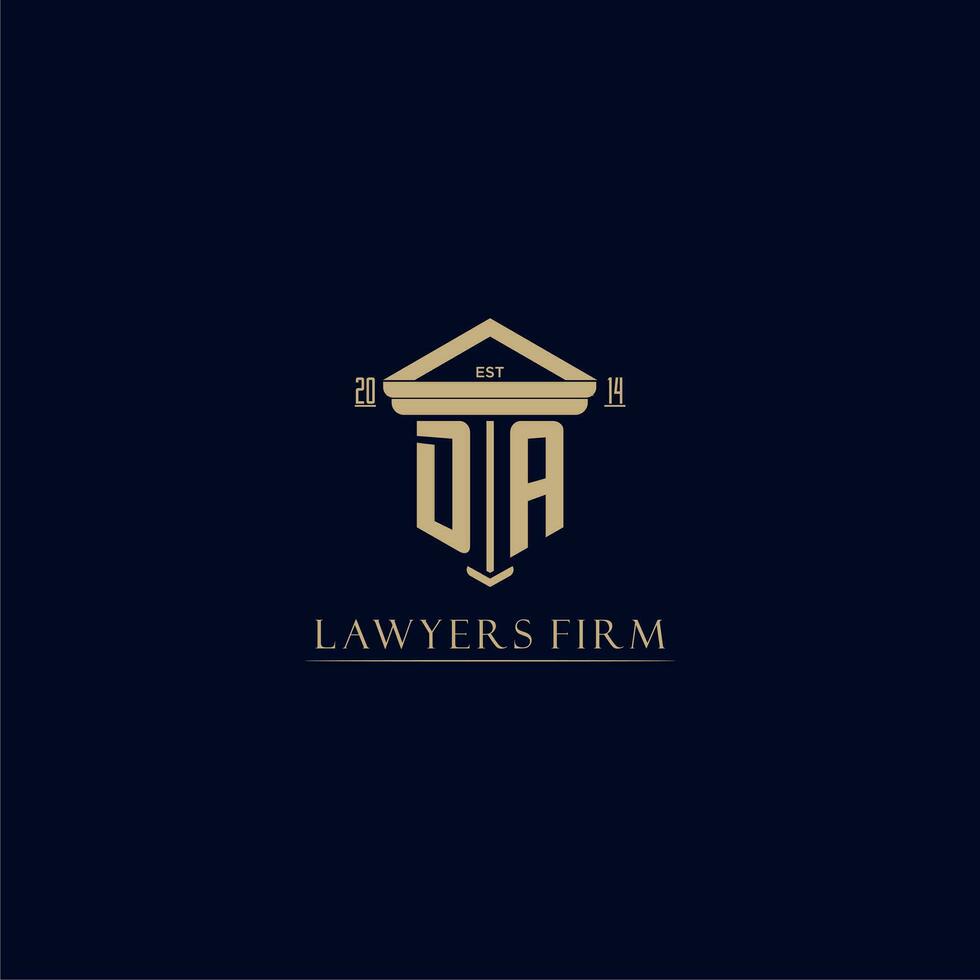 DA initial monogram lawfirm logo with pillar design vector