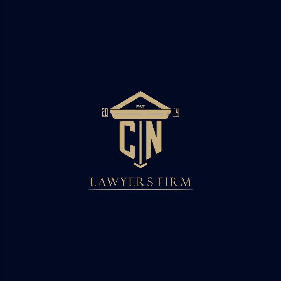CN initial monogram lawfirm logo with pillar design vector