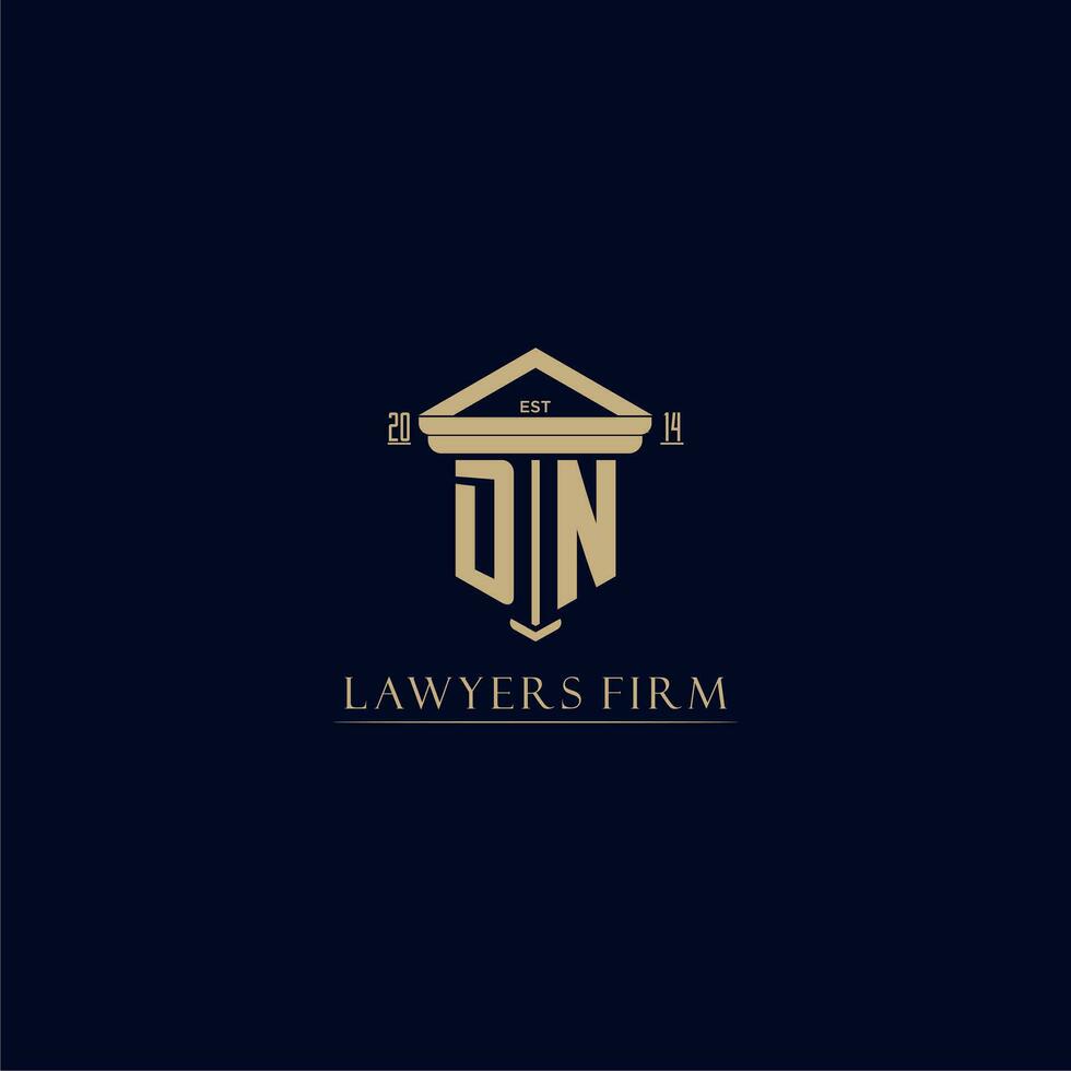 DN initial monogram lawfirm logo with pillar design vector