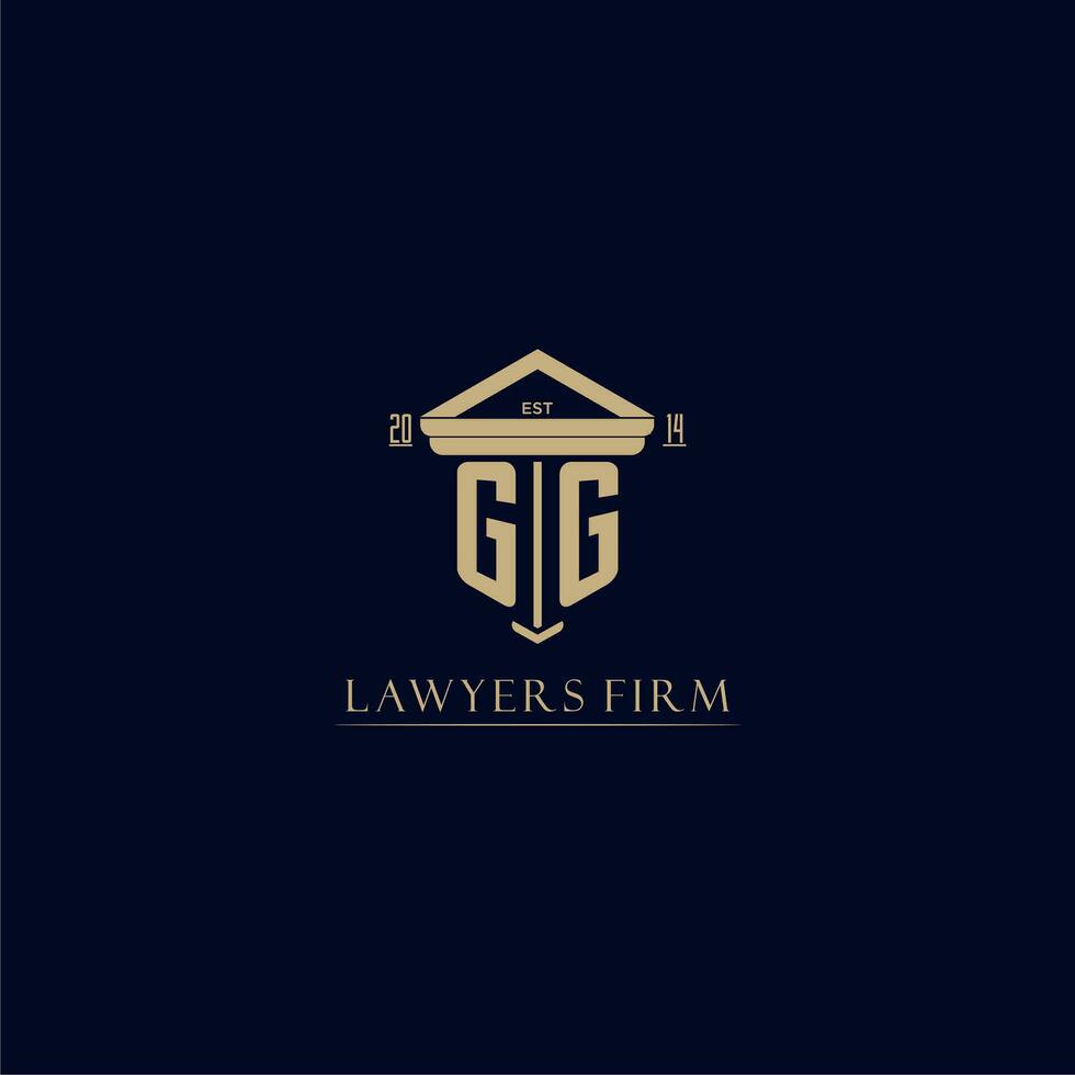 GG initial monogram lawfirm logo with pillar design vector