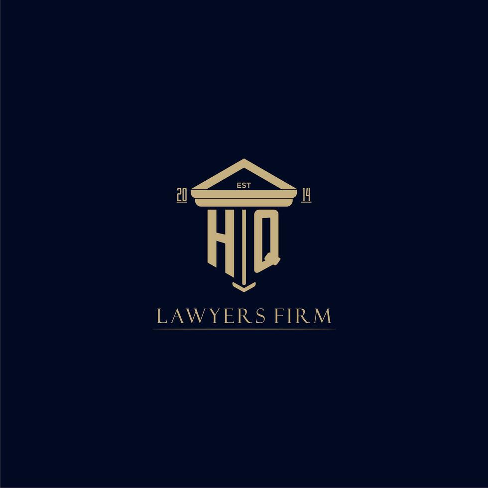 HQ initial monogram lawfirm logo with pillar design vector