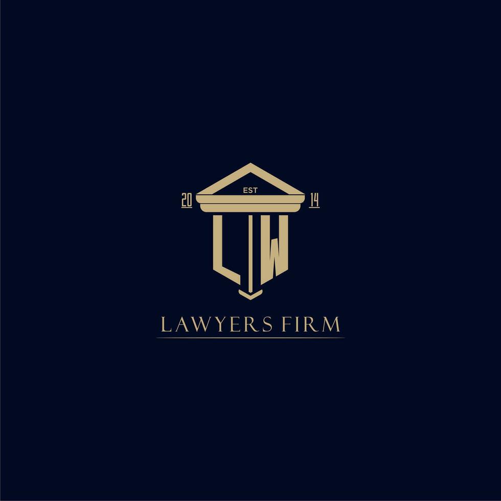 LW initial monogram lawfirm logo with pillar design vector