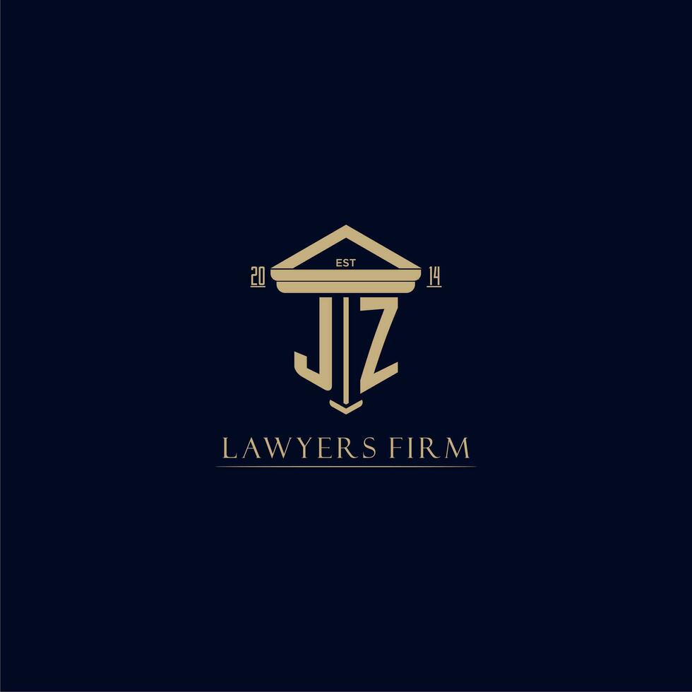 JZ initial monogram lawfirm logo with pillar design vector