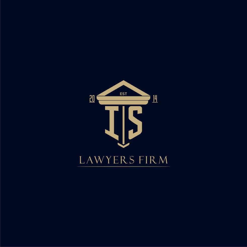 IS initial monogram lawfirm logo with pillar design vector