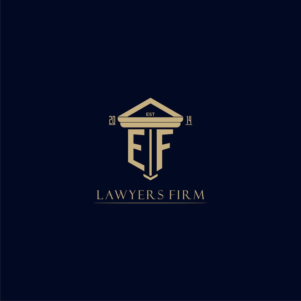 EF initial monogram lawfirm logo with pillar design vector