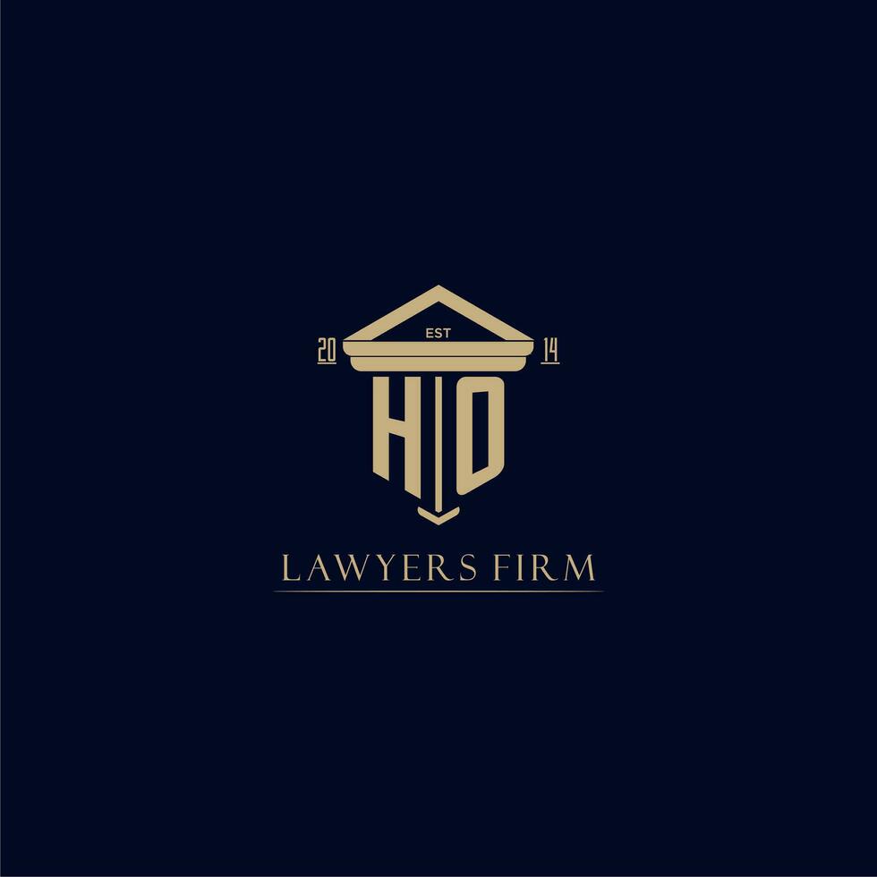 HO initial monogram lawfirm logo with pillar design vector