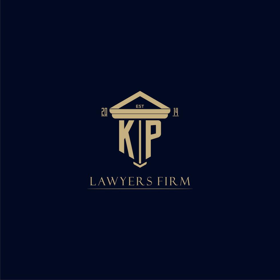 KP initial monogram lawfirm logo with pillar design vector