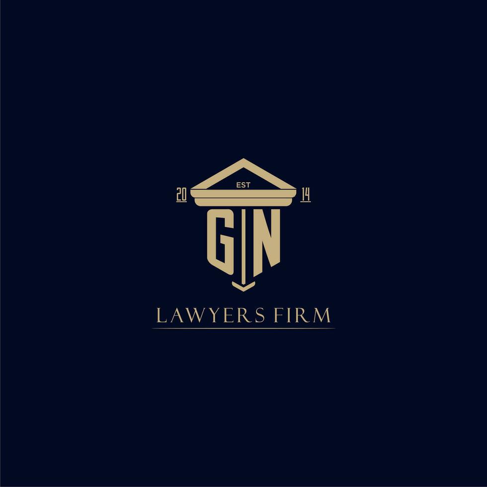 GN initial monogram lawfirm logo with pillar design vector