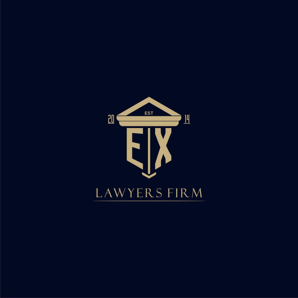 EX initial monogram lawfirm logo with pillar design vector