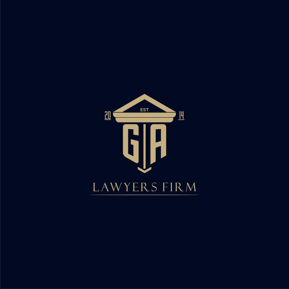 GA initial monogram lawfirm logo with pillar design vector