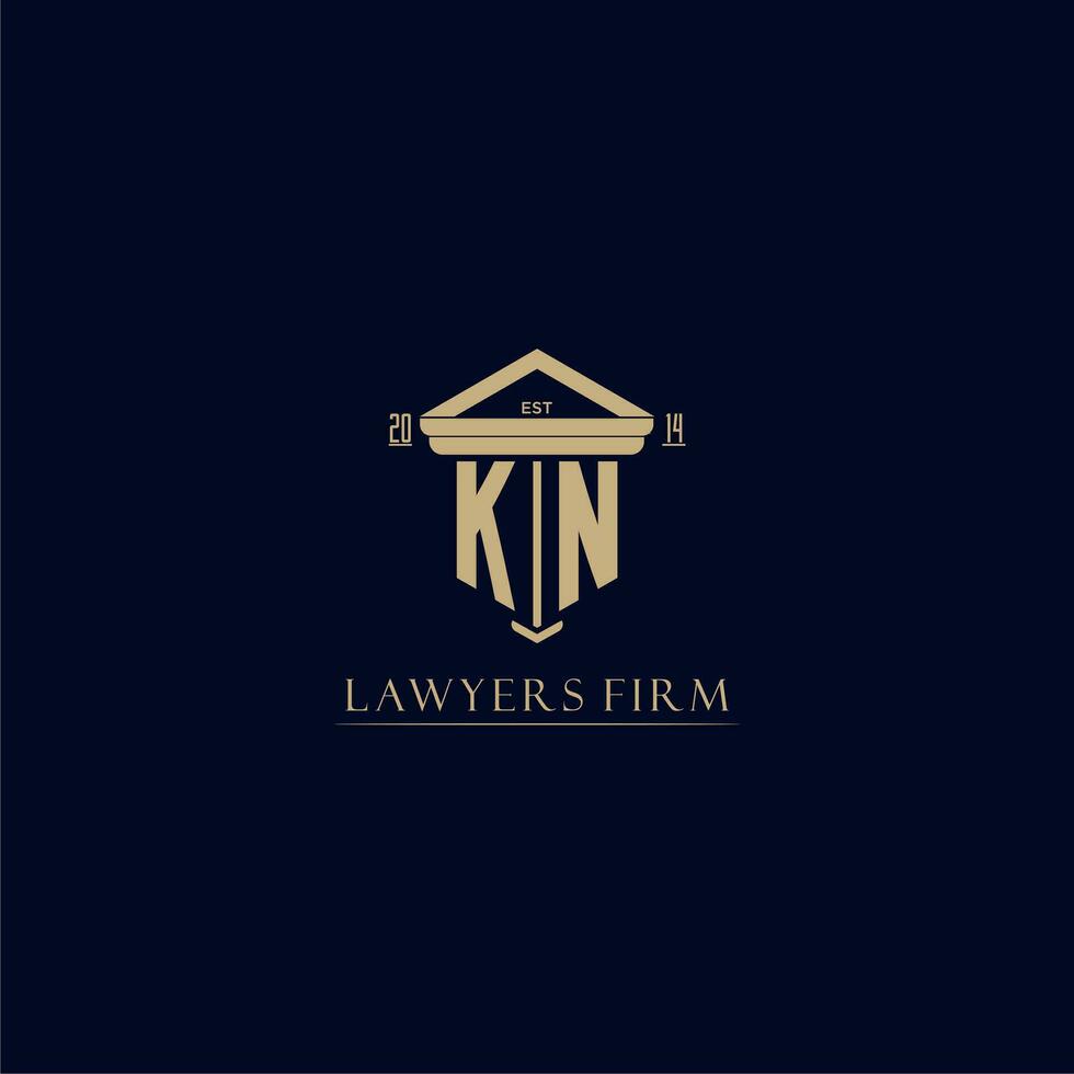 KN initial monogram lawfirm logo with pillar design vector