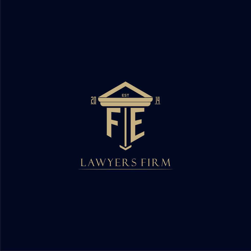 FE initial monogram lawfirm logo with pillar design vector