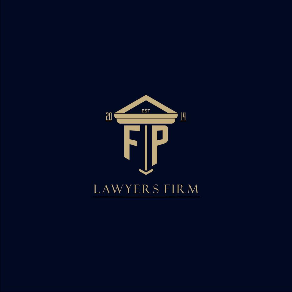 FP initial monogram lawfirm logo with pillar design vector
