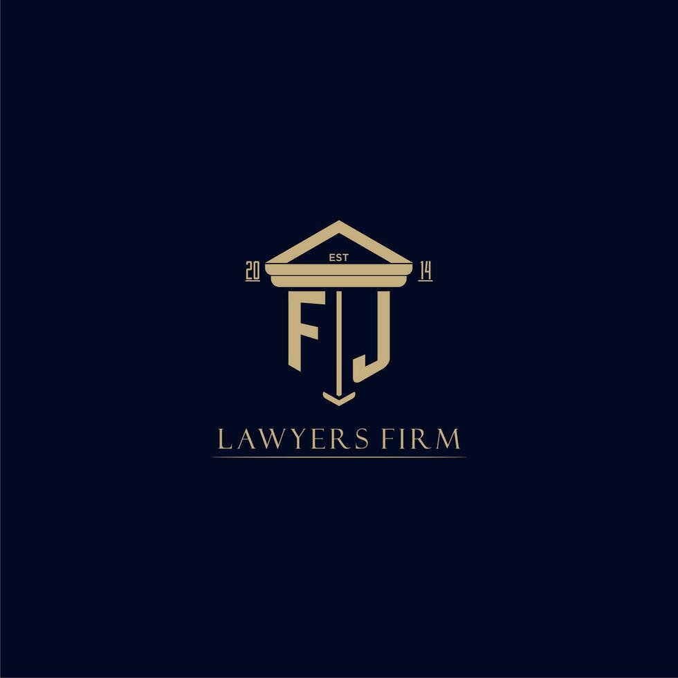 FJ initial monogram lawfirm logo with pillar design vector