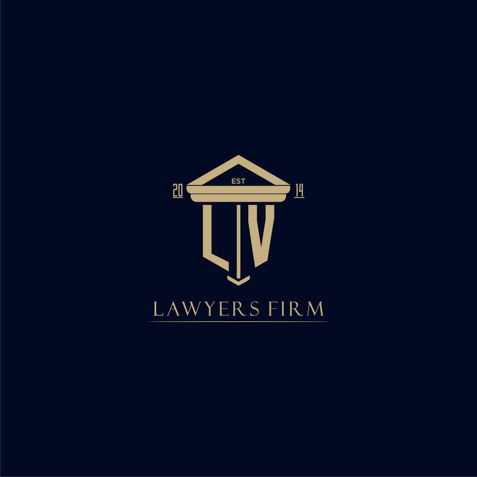 LV initial monogram lawfirm logo with pillar design vector