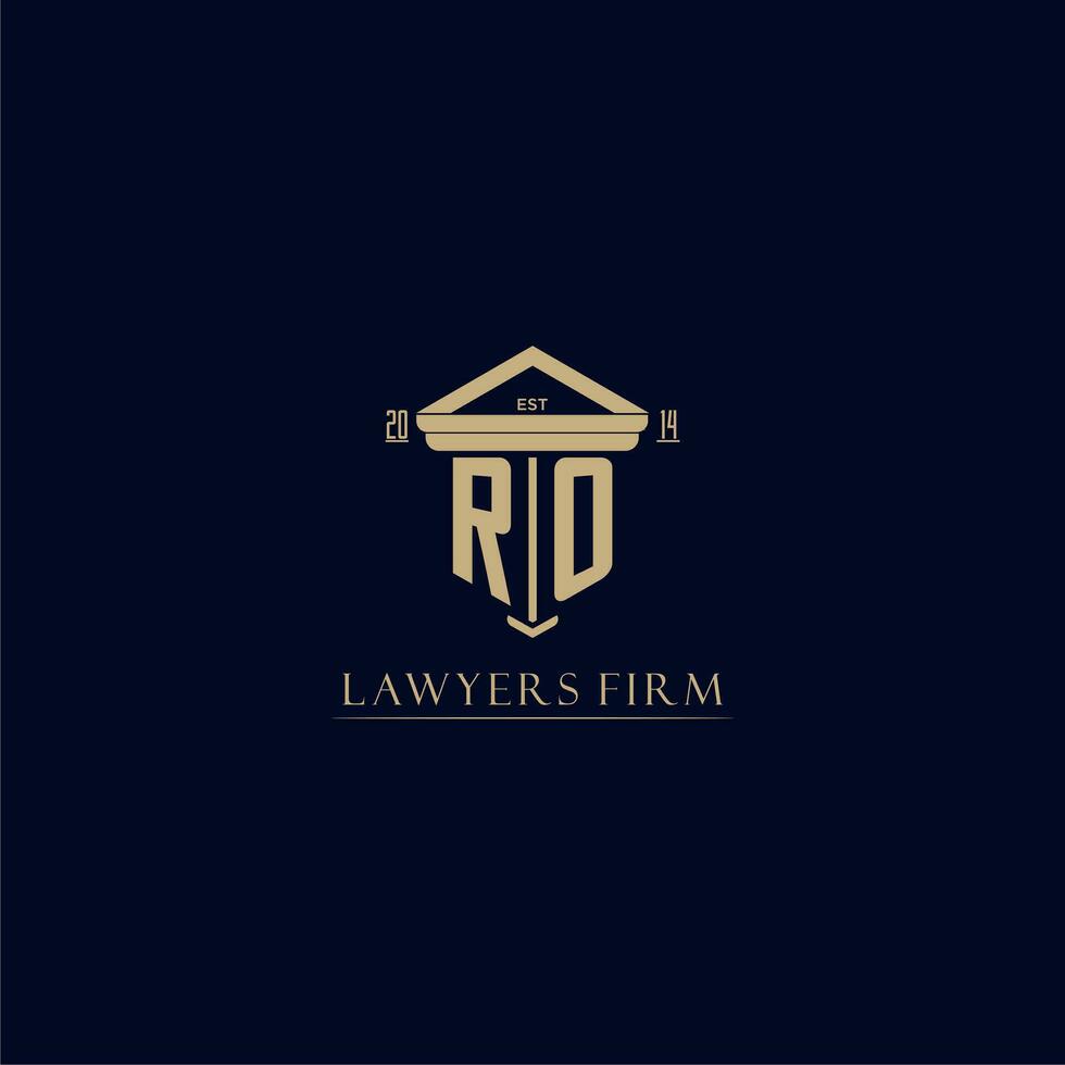RO initial monogram lawfirm logo with pillar design vector