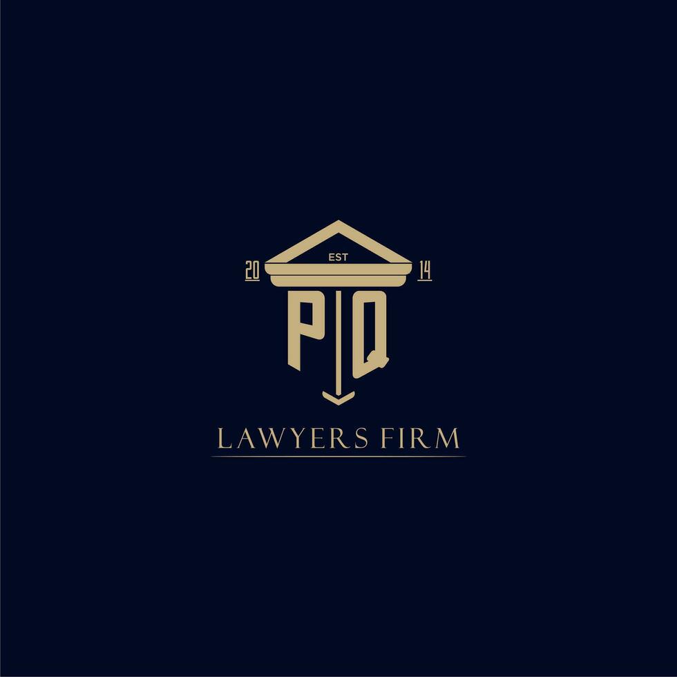 PQ initial monogram lawfirm logo with pillar design vector