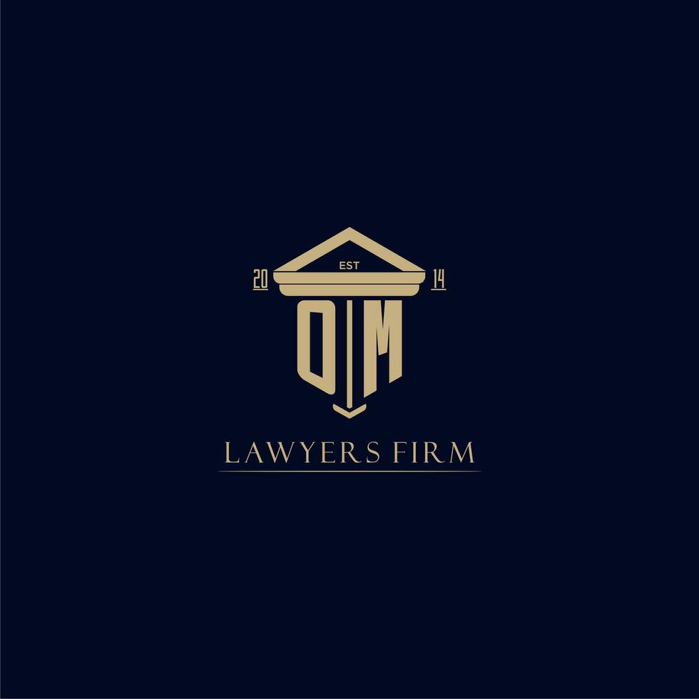 OM initial monogram lawfirm logo with pillar design vector