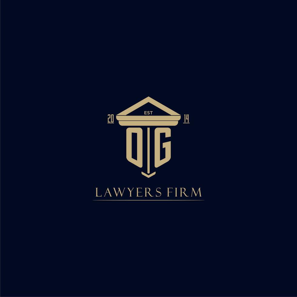 OG initial monogram lawfirm logo with pillar design vector