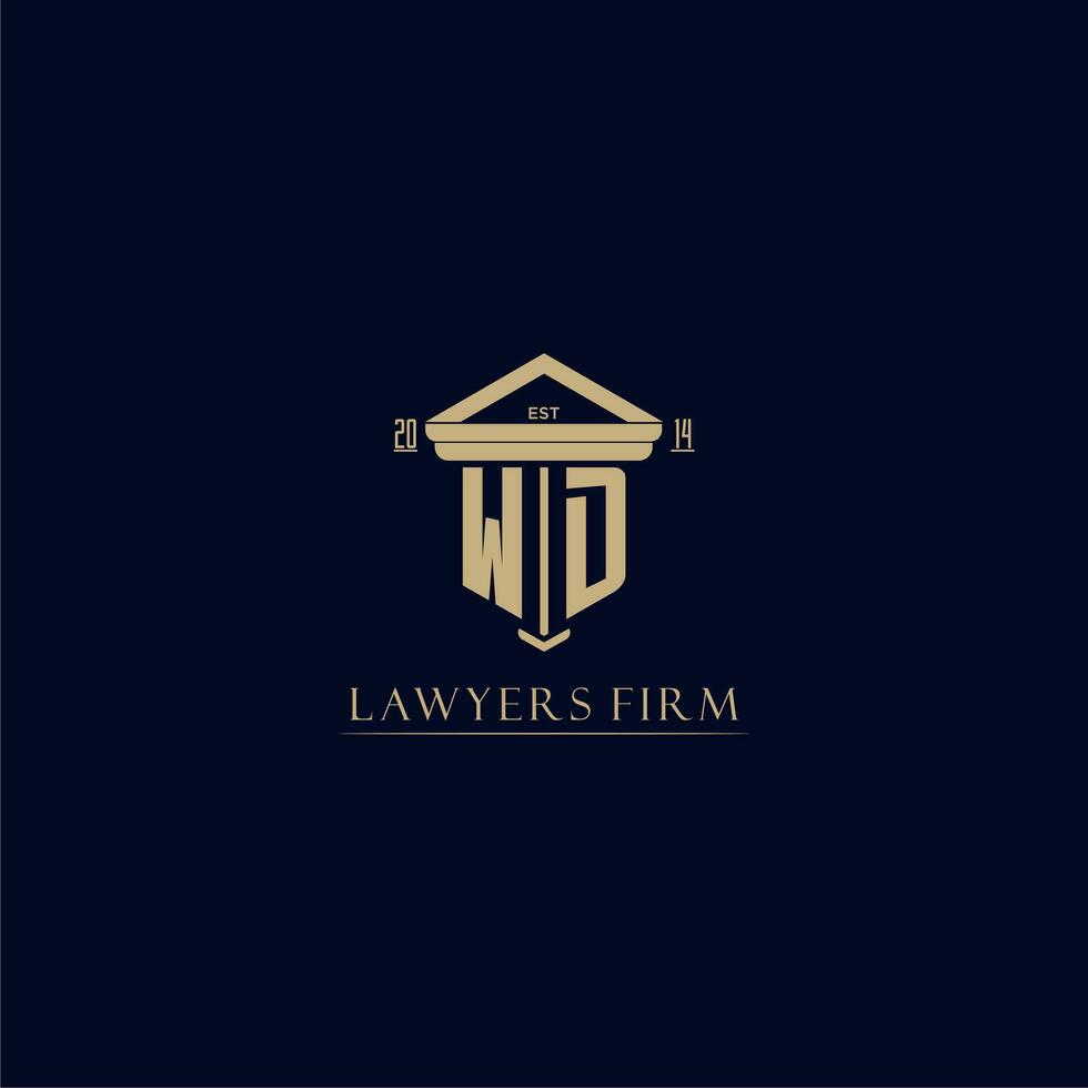 WD initial monogram lawfirm logo with pillar design vector