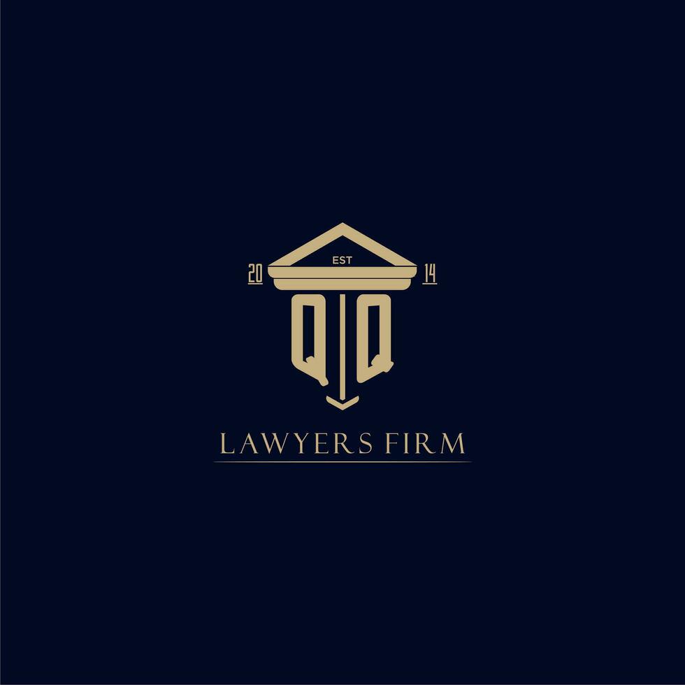 QQ initial monogram lawfirm logo with pillar design vector