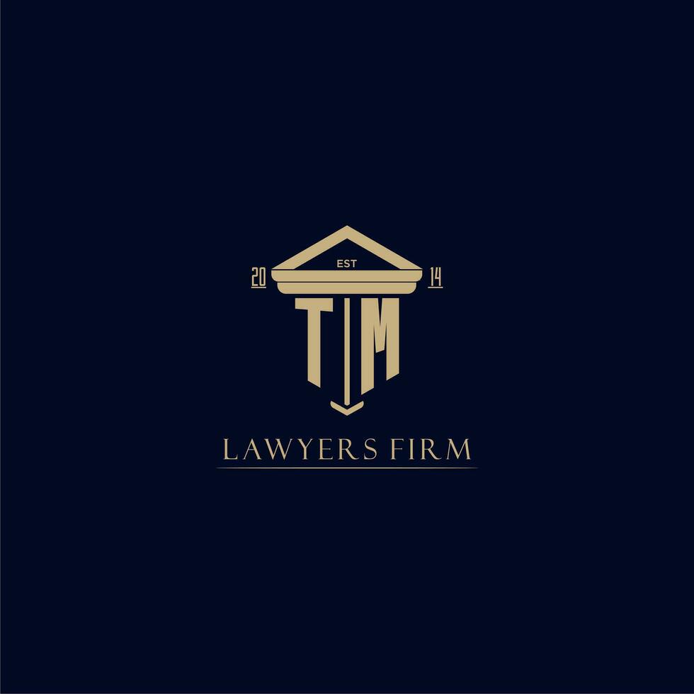 TM initial monogram lawfirm logo with pillar design vector