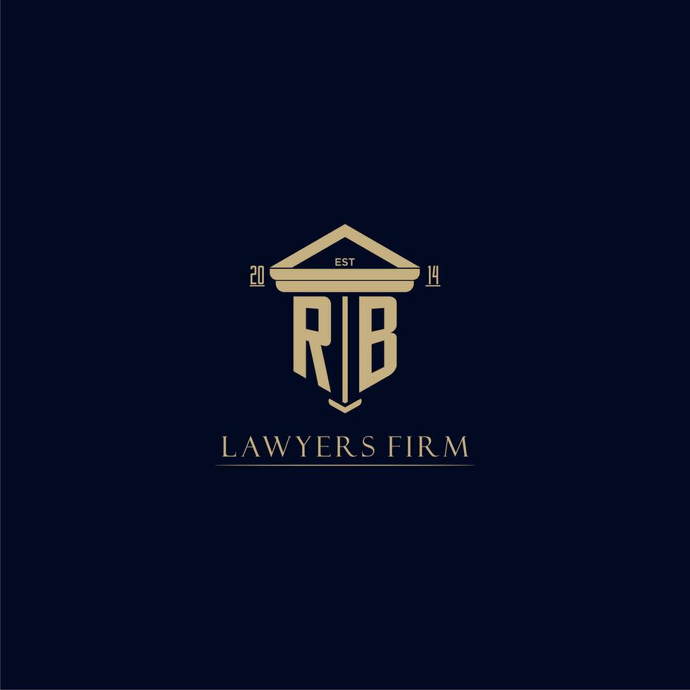 RB initial monogram lawfirm logo with pillar design vector