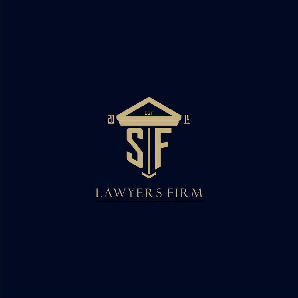 SF initial monogram lawfirm logo with pillar design vector