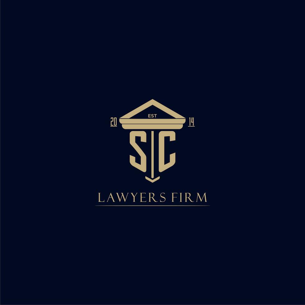 SC initial monogram lawfirm logo with pillar design vector