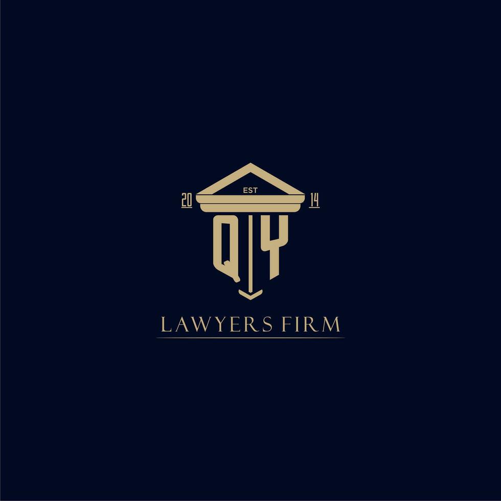 QY initial monogram lawfirm logo with pillar design vector