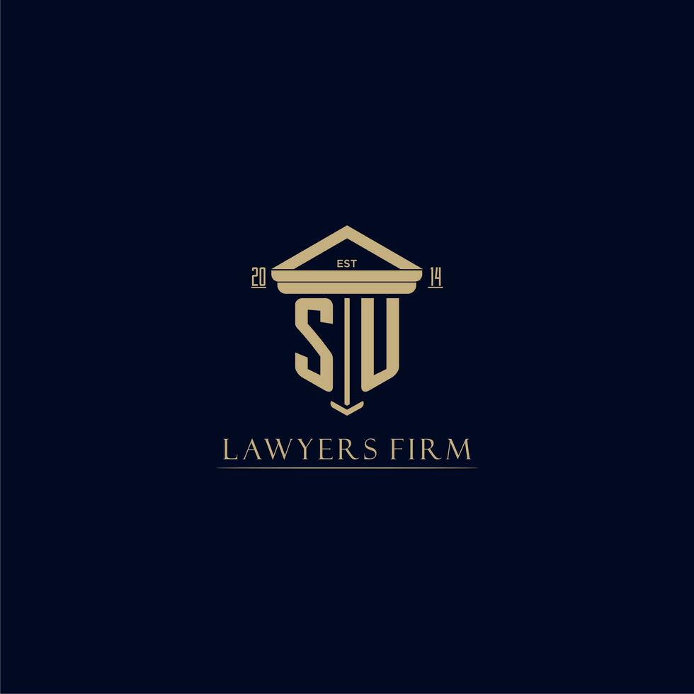 SU initial monogram lawfirm logo with pillar design vector
