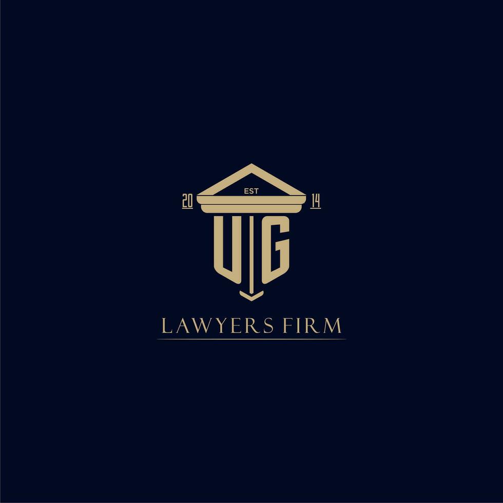 UG initial monogram lawfirm logo with pillar design vector