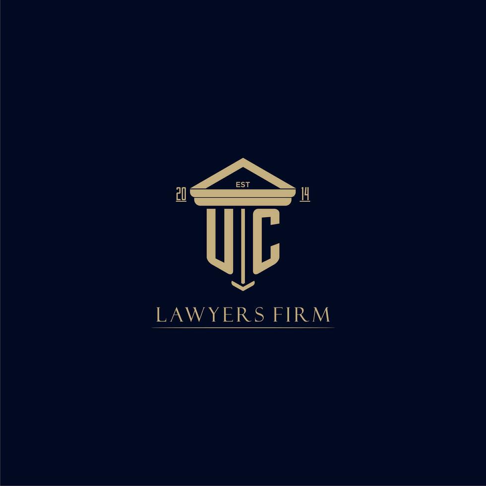 UC initial monogram lawfirm logo with pillar design vector
