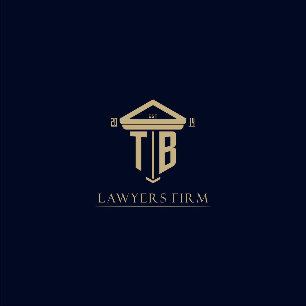 TB initial monogram lawfirm logo with pillar design vector