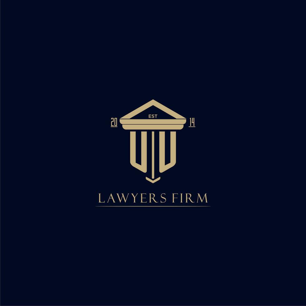 UU initial monogram lawfirm logo with pillar design vector