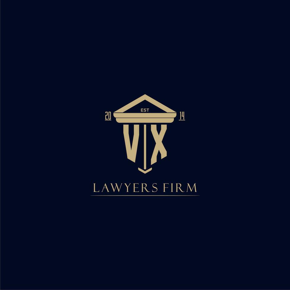 VX initial monogram lawfirm logo with pillar design vector
