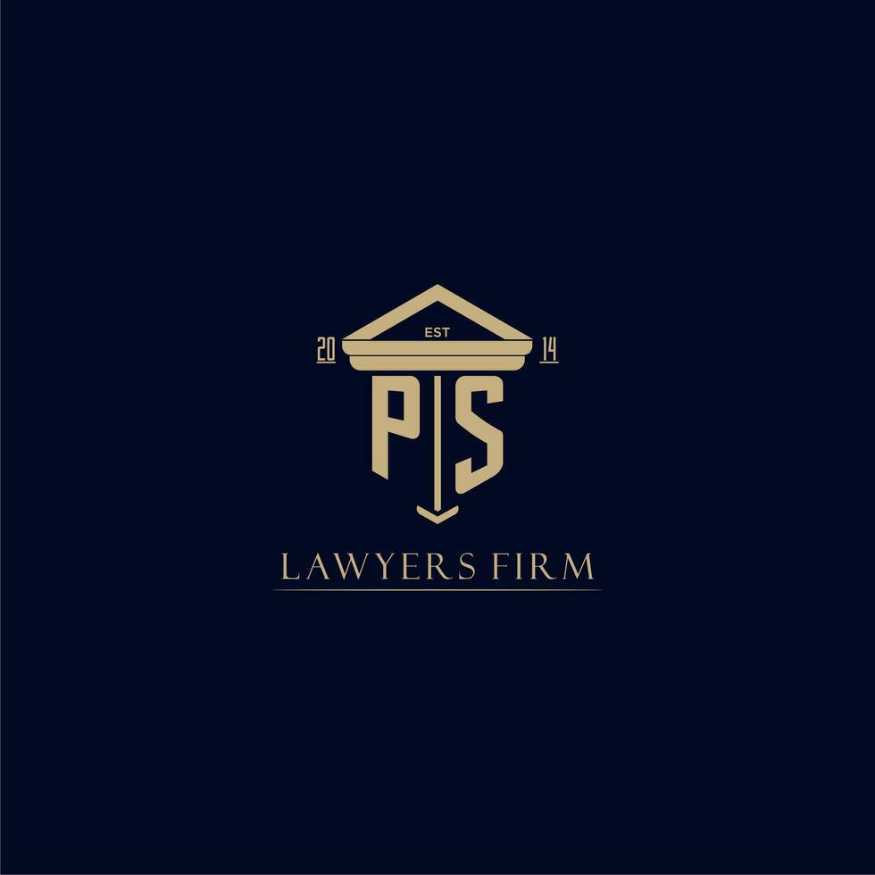 PS initial monogram lawfirm logo with pillar design vector