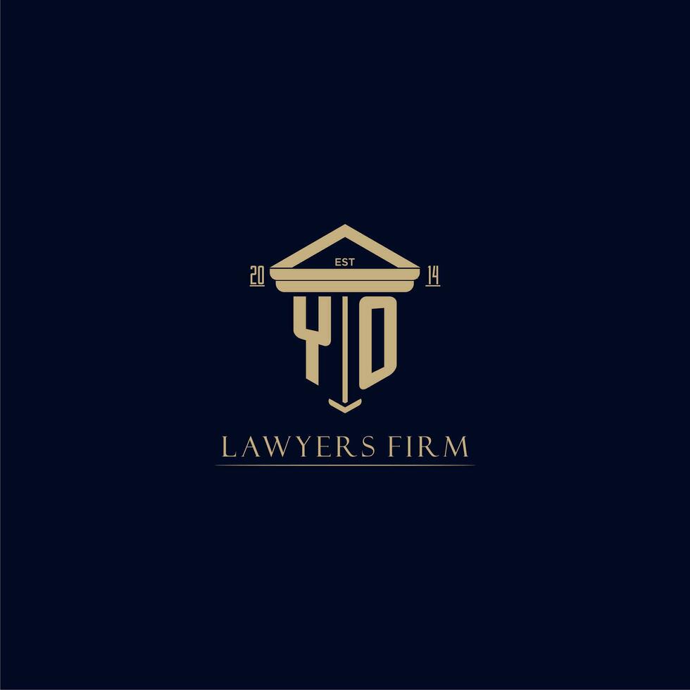 YO initial monogram lawfirm logo with pillar design vector