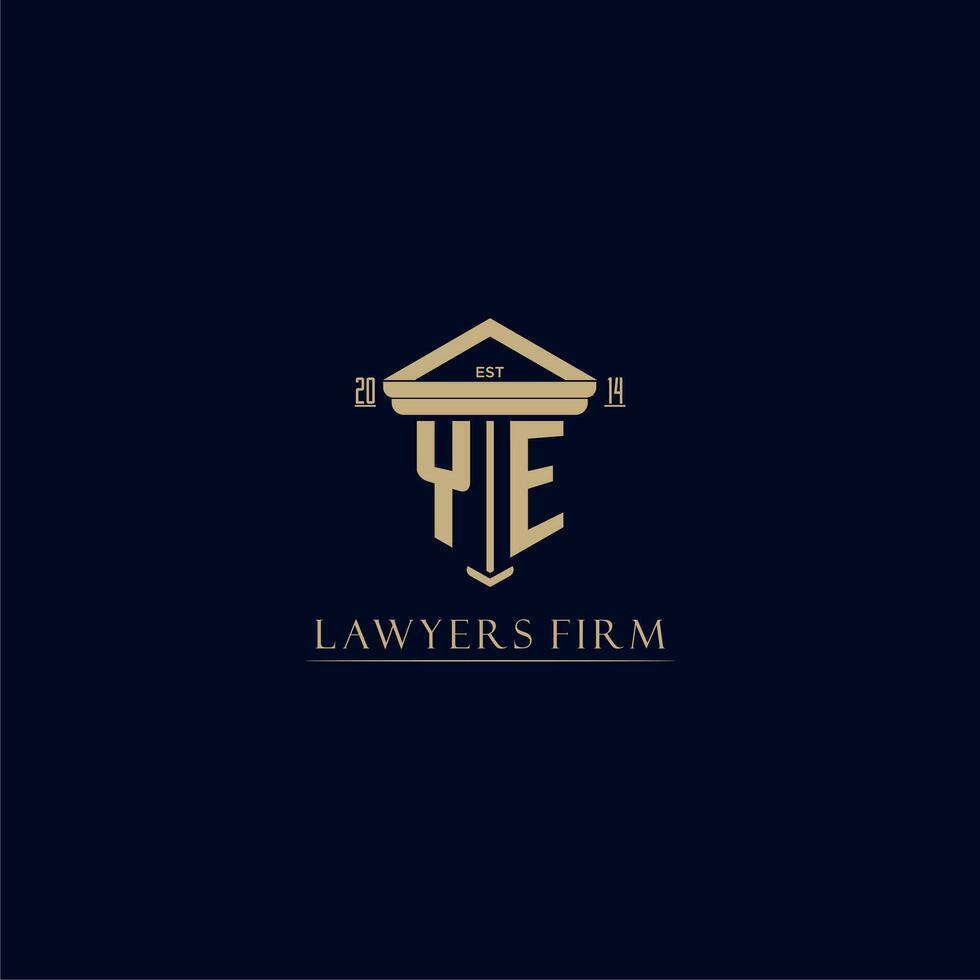 YE initial monogram lawfirm logo with pillar design vector