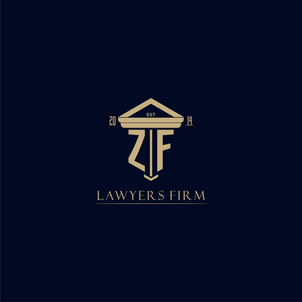 ZF initial monogram lawfirm logo with pillar design vector