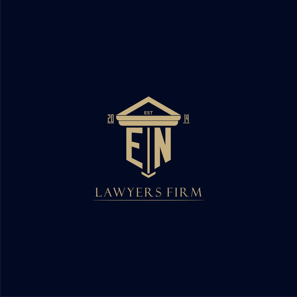 EN initial monogram lawfirm logo with pillar design vector