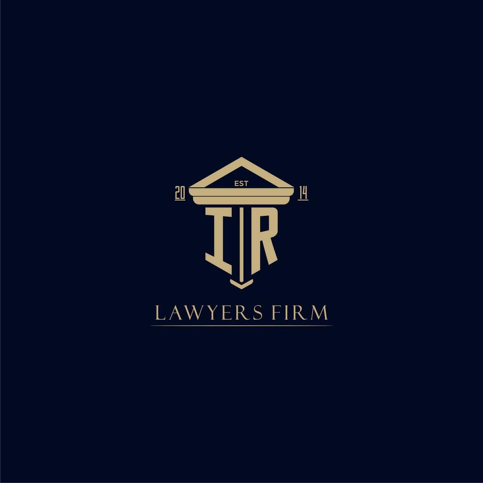 IR initial monogram lawfirm logo with pillar design vector
