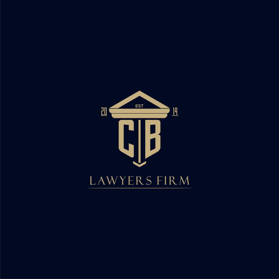 CB initial monogram lawfirm logo with pillar design vector