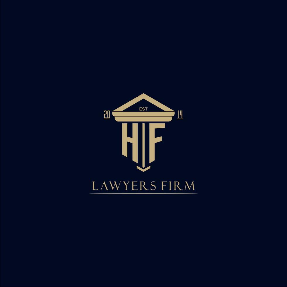 HF initial monogram lawfirm logo with pillar design vector